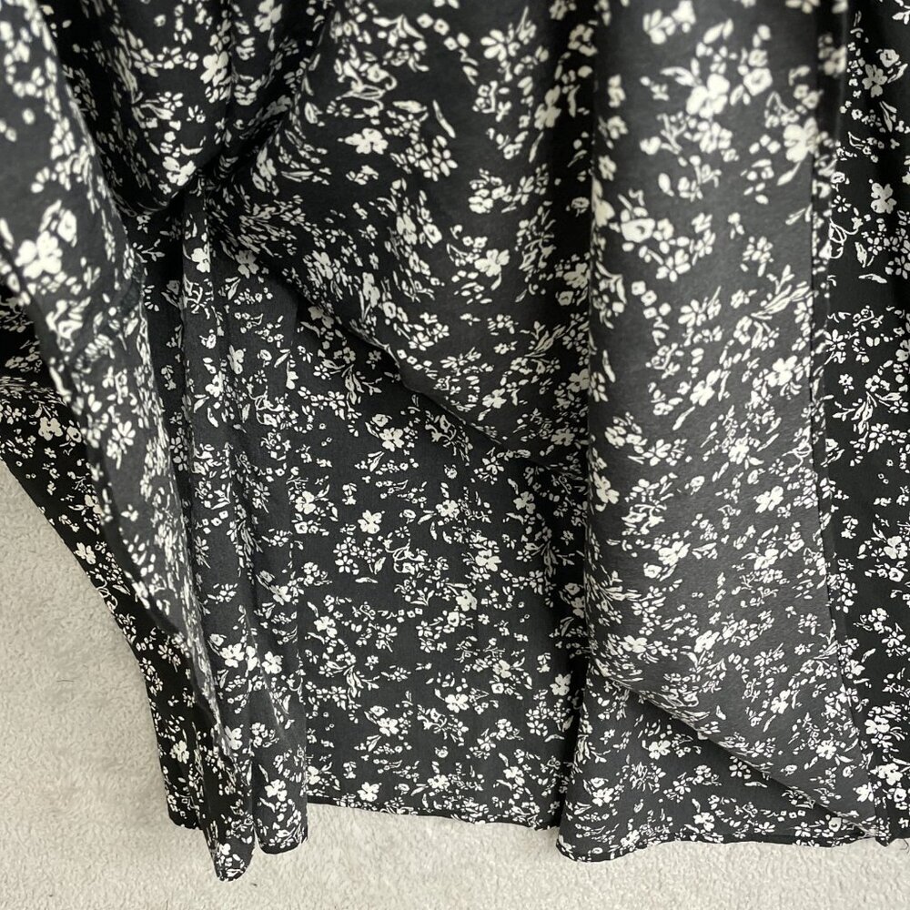 Uniqlo Sleeveless Black & White Floral Midi Dress Polyester M0076 - Picture 8 of 11